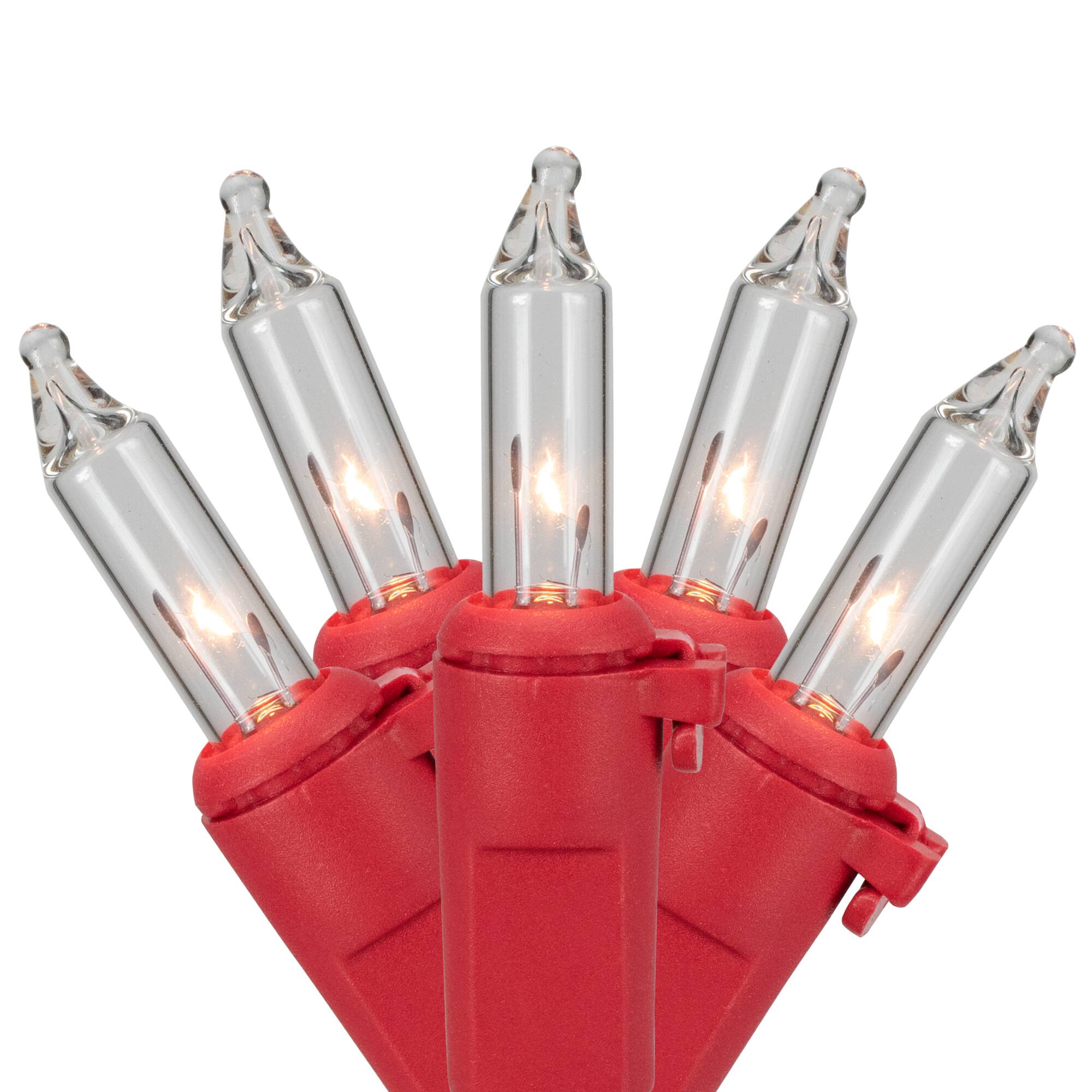 100ct Clear Mini Valentine's Day Light Set 20ft Red Wire